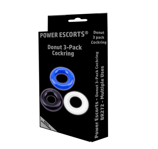 Ring-Donut Cockring 3 Pack-3 colors blue/clear/black